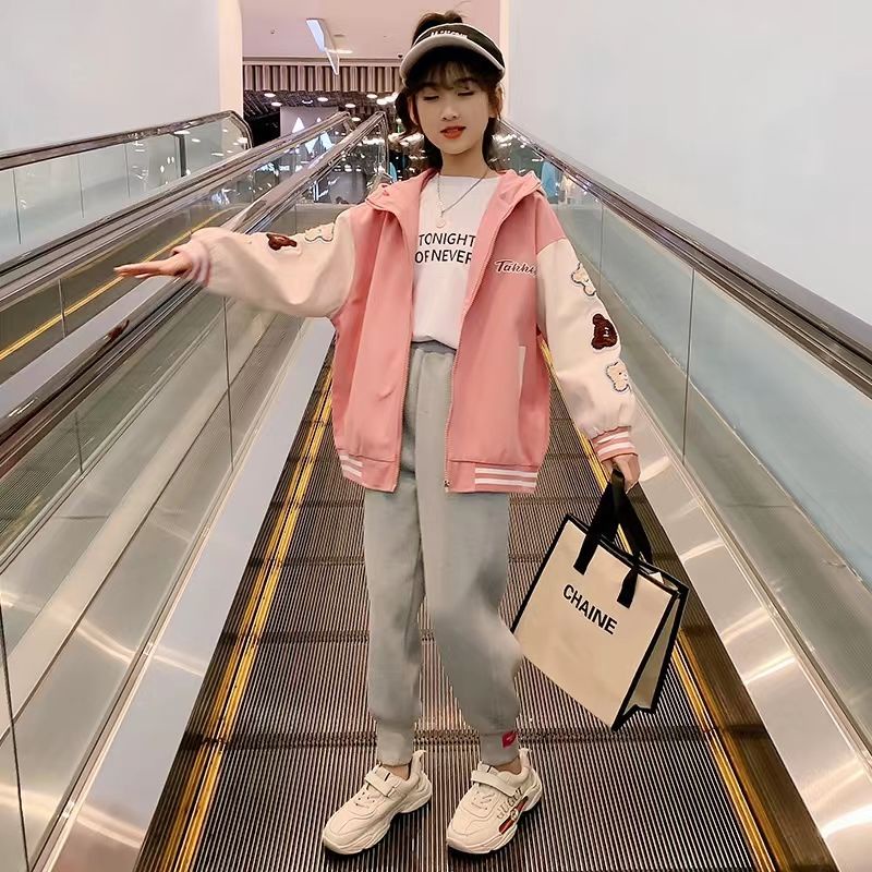 Áo Khoác Bóng Chày Thời Trang Xuân Thu Mới 2022 Cho Bé Gái 3-14 Tuổi