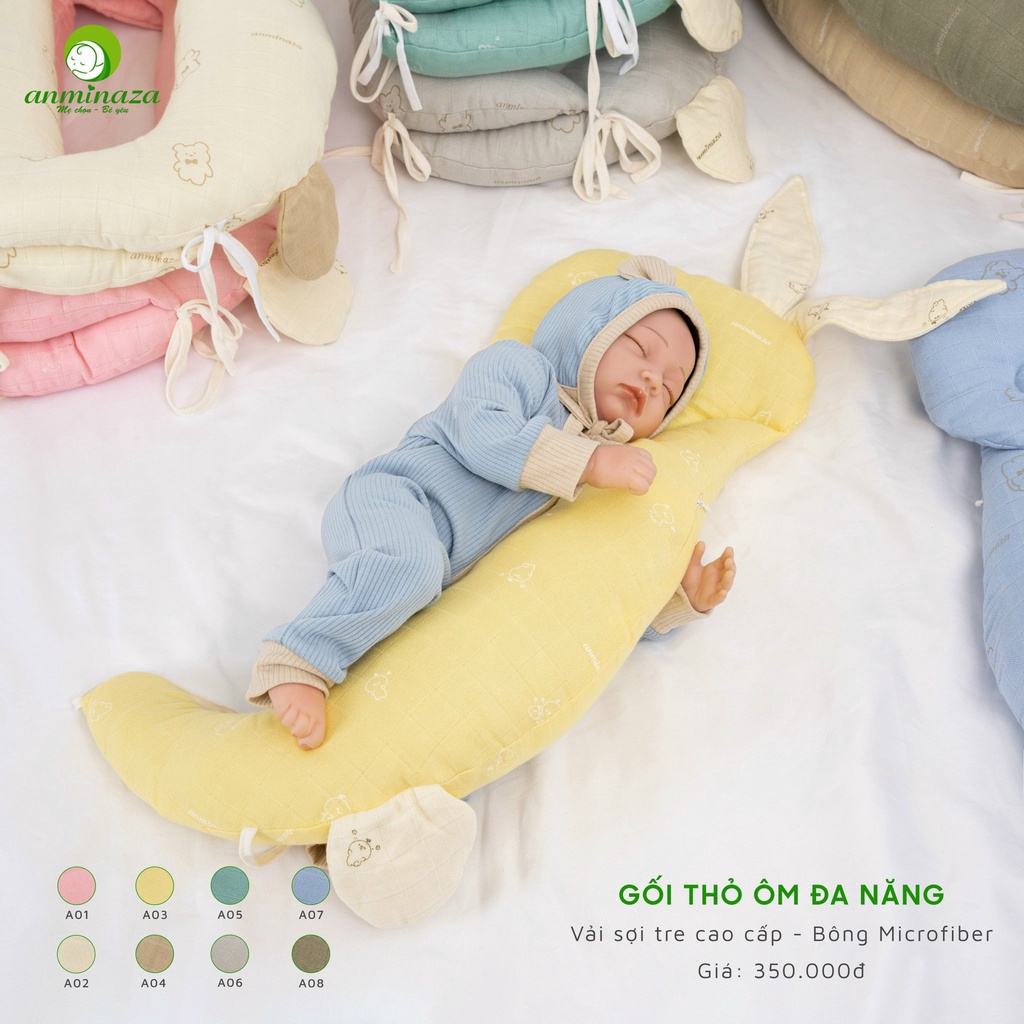 Gối ôm thỏ đa năng sợi tre Anminaza bông Microfiber cao cấp