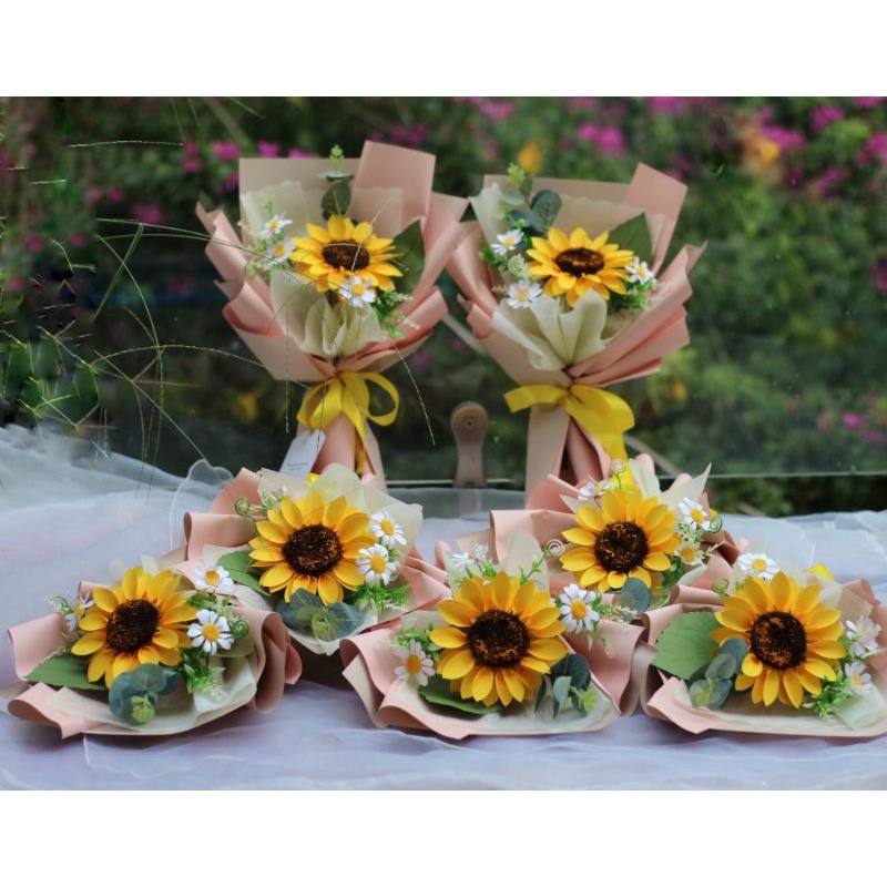 Bó hoa hướng dương giả gói giấy đẹp