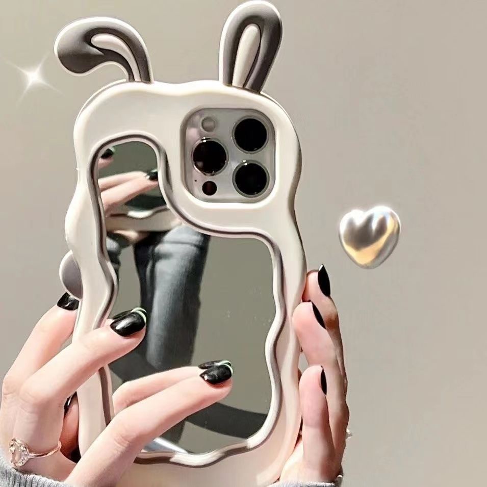 Ốp Điện Thoại Gắn Gương Hình Tai Thỏ Dễ Thương Cho Oppo Reno 8 / Reno 7 / 56 / 4se A96A 55A 93A 72A 11 R17