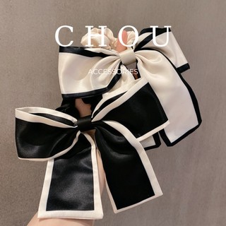 Dây Buộc Tóc Nơ To Trắng Đen | CHOU ACCESSORIES |