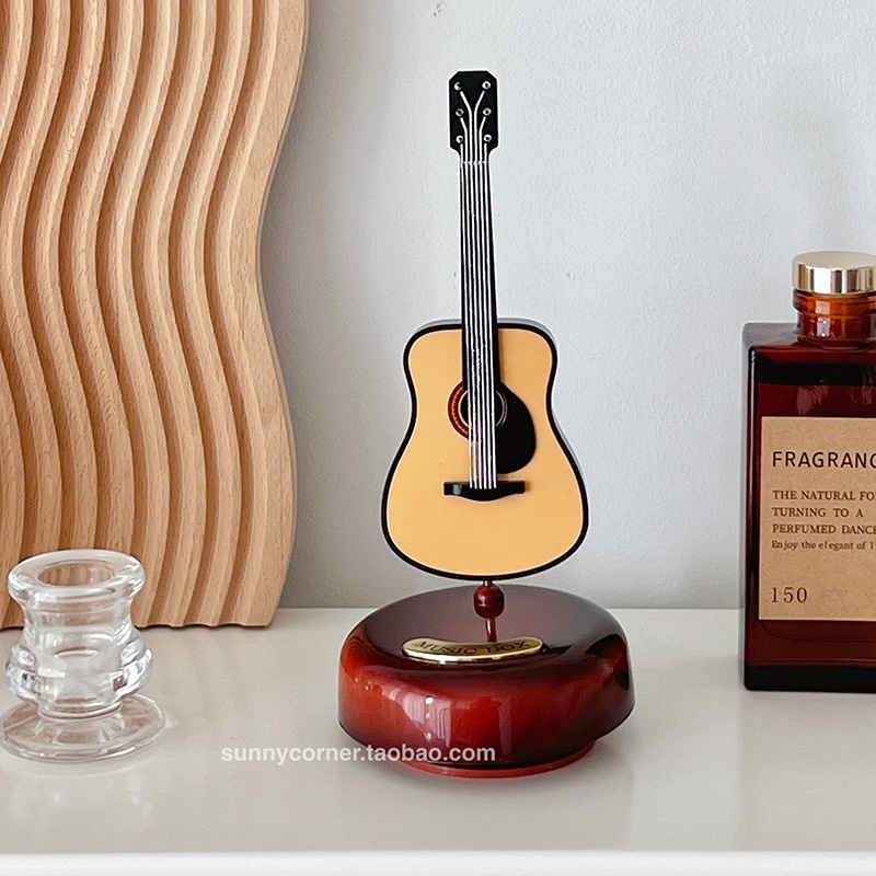 Hộp nhạc cổ điển xoay guitar violin - Mô hình trang trí âm nhạc - Món quà ý nghĩa cho cô gái