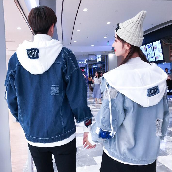Áo khoác jean nam nữ có mũ nỉ đính dùng làm áo cặp unisex -giá tính cho 1 áo form RỘNG  size 40-77kg