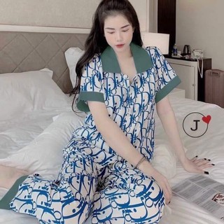 Bộ đồ nư- bộ mặc nhà cộc dài vải lụa T0102