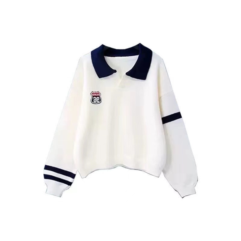 Set Áo Thun polo Dài Tay + Chân Váy Xòe Thời Trang Hàn Cho Nữ