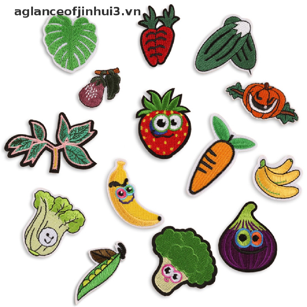 Set 14 Miếng Dán Ủi Thêu Hình Trái Cây Dễ Thương