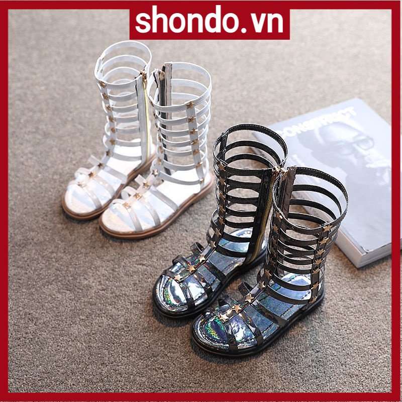 Giày Sandal Công Chúa Đế Bằng Cổ Cao Vừa Thời Trang Cho Bé Gái