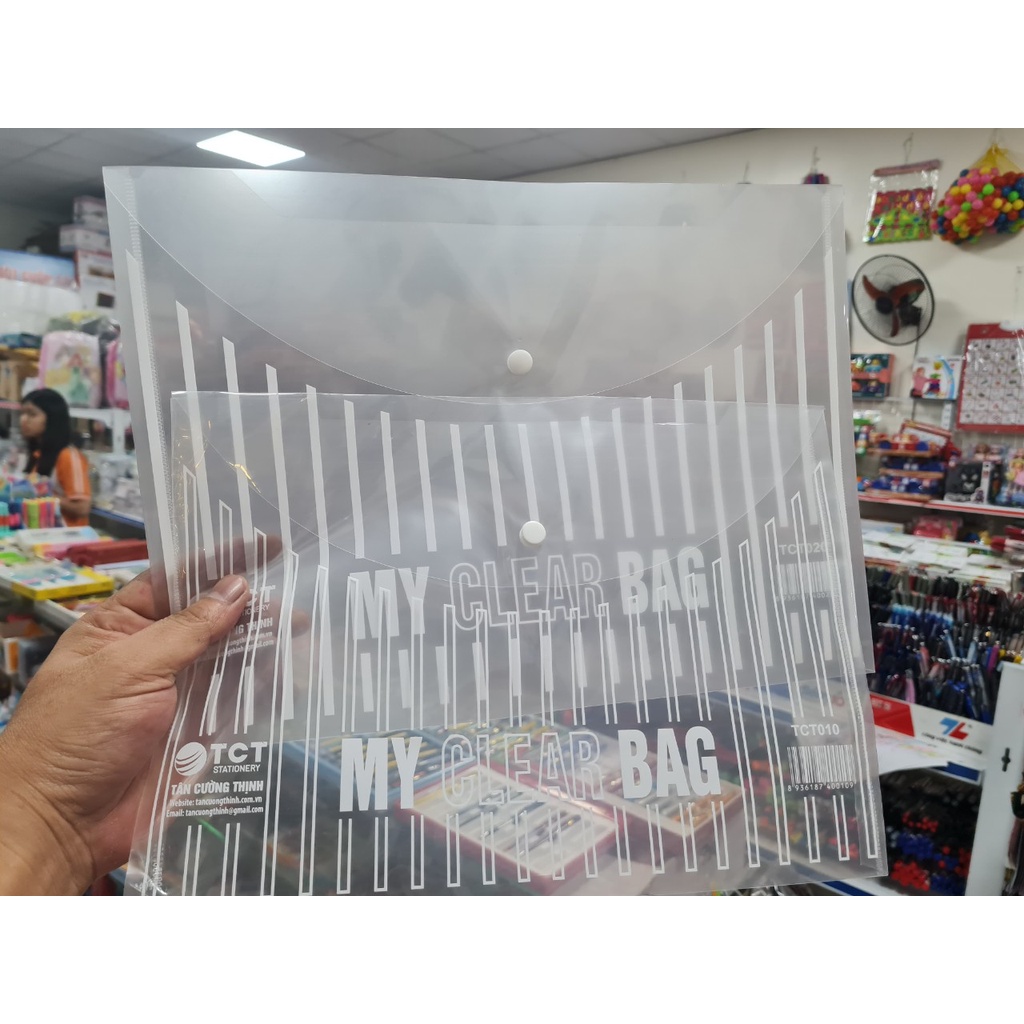 File Clear bag đựng hồ sơ khổ A / khổ F TCT / Túi cúc đựng tài liệu / Bìa nút đựng hồ sơ