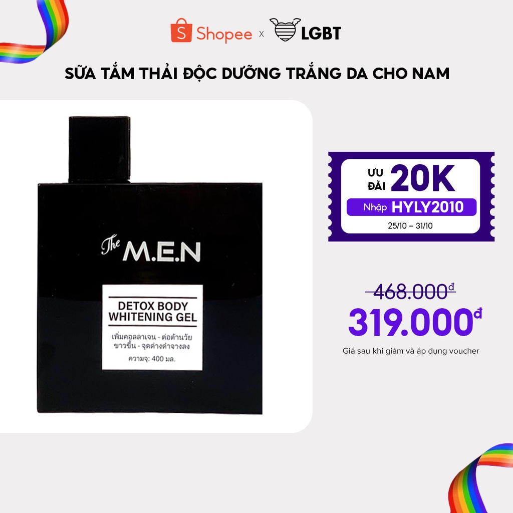 Sữa tắm thải độc trắng da The MEN Detox Body Whitening Gel 400ml