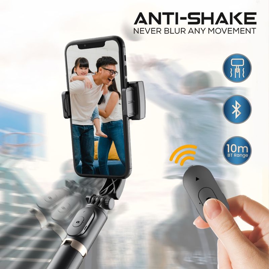 Giá đỡ gimbal không dây WECOOL G1 bluetooth kéo dài được xoay 360 độ tự động cân bằng chống rung lắc cho điện thoại