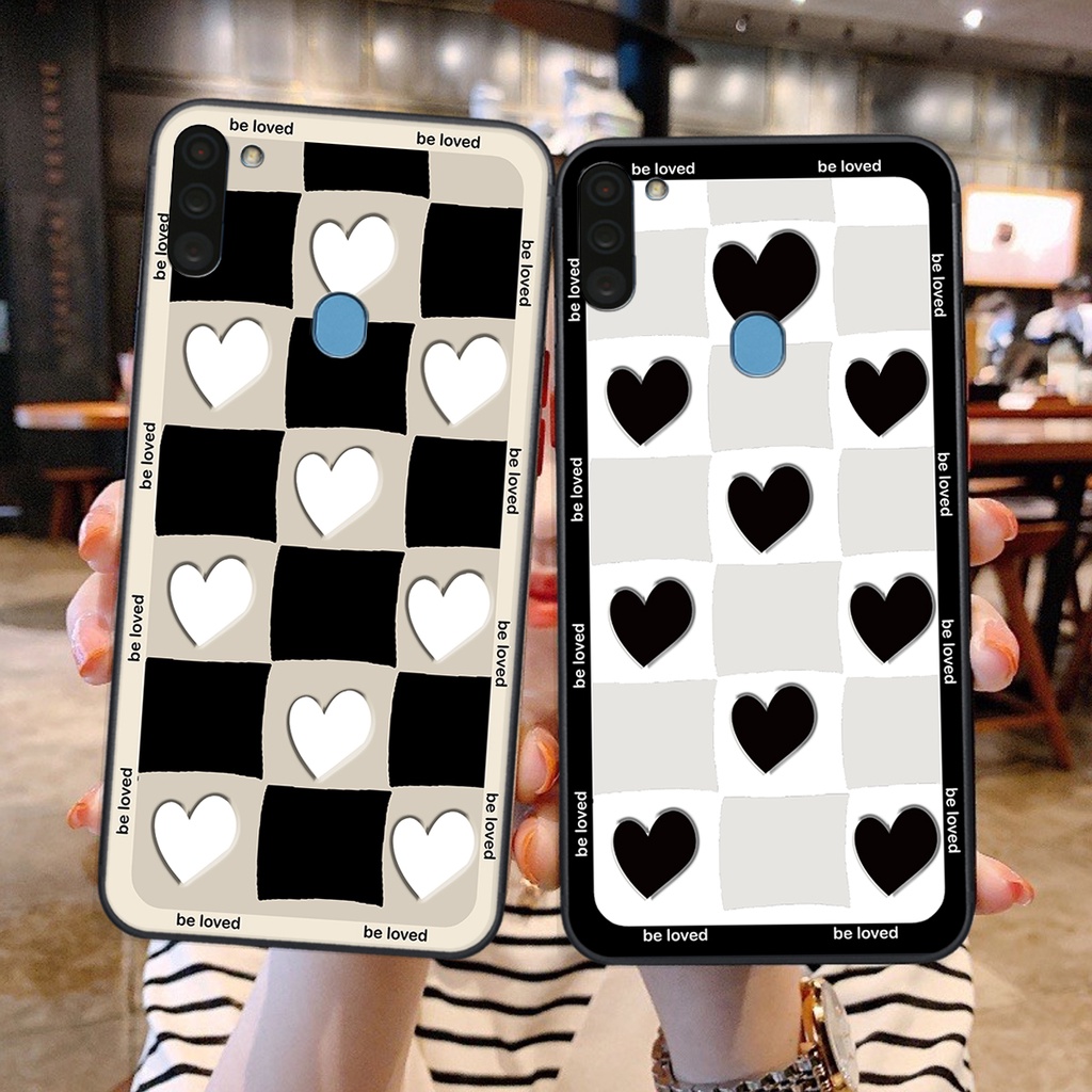 Ốp lưng Samsung A11 / M11 in hình tim, kẻ vuông mẫu mới CỰC XINH