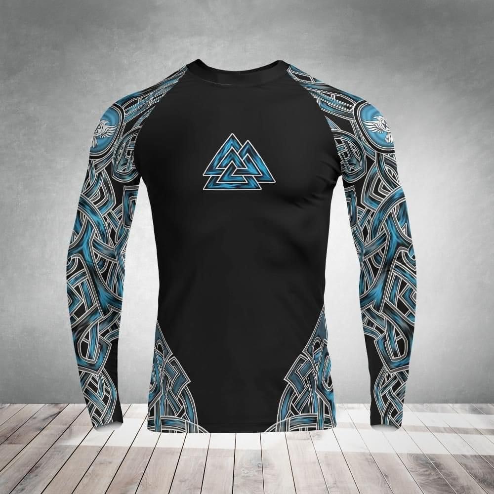 Áo rashguard dài tay thời trang ôm body tập luyện MMA, BJJ , Kickboxing, Muay Thai HÌNH NGỰA XANH MS
