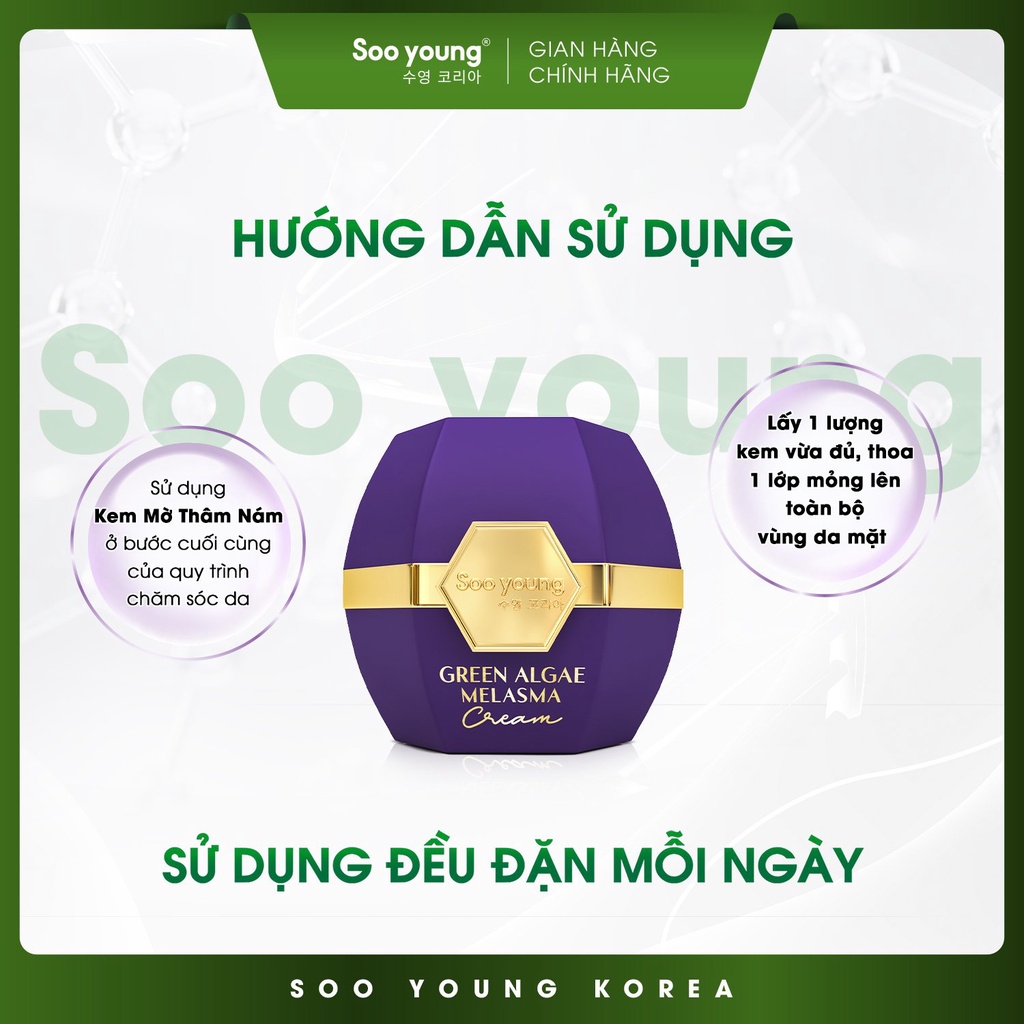 Kem Face Lục Tảo SOOYOUNG KOREA mờ thâm nám 30g