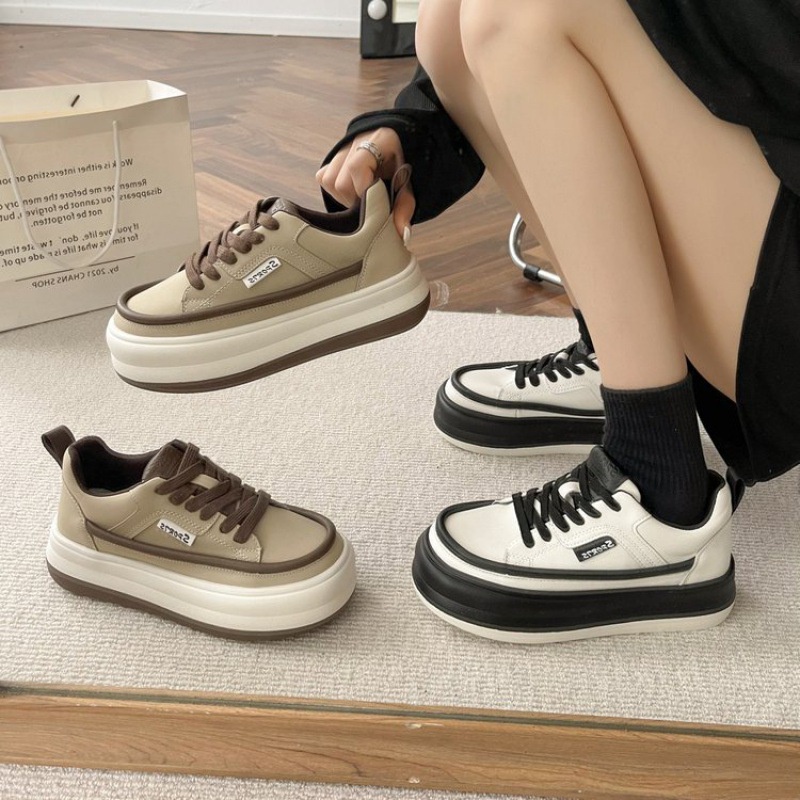 Giày thể thao nữ đẹp GIAYHIPP đế bánh mì nâu đen