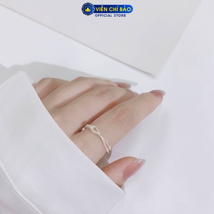 Nhẫn bạc nữ xoắn nơ đính đá chất liệu bạc 925 thời trang phụ kiện trang sức Viễn Chí Bảo N400864