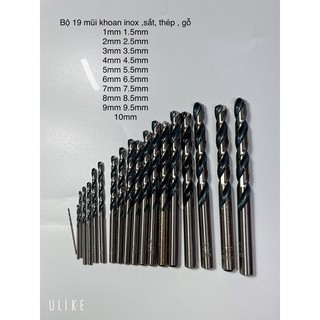 Bộ 19 mũi khoan inox mũi khoan sắt thép Đức