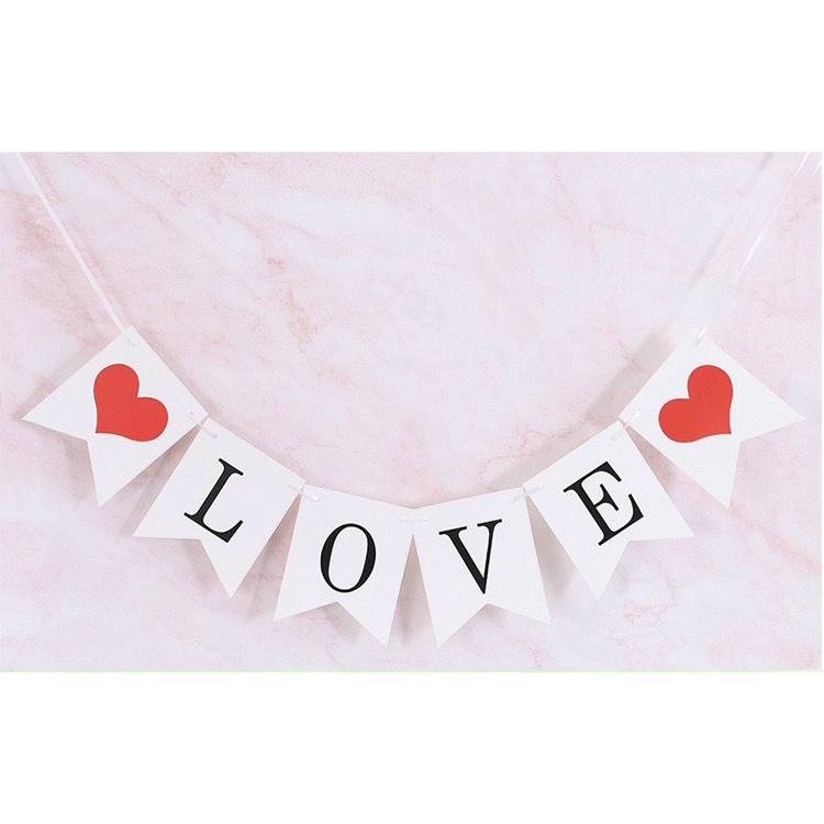 Bộ Cờ in Love và ILOVEYOU [HOT] kèm dây ruy băng độc đáo