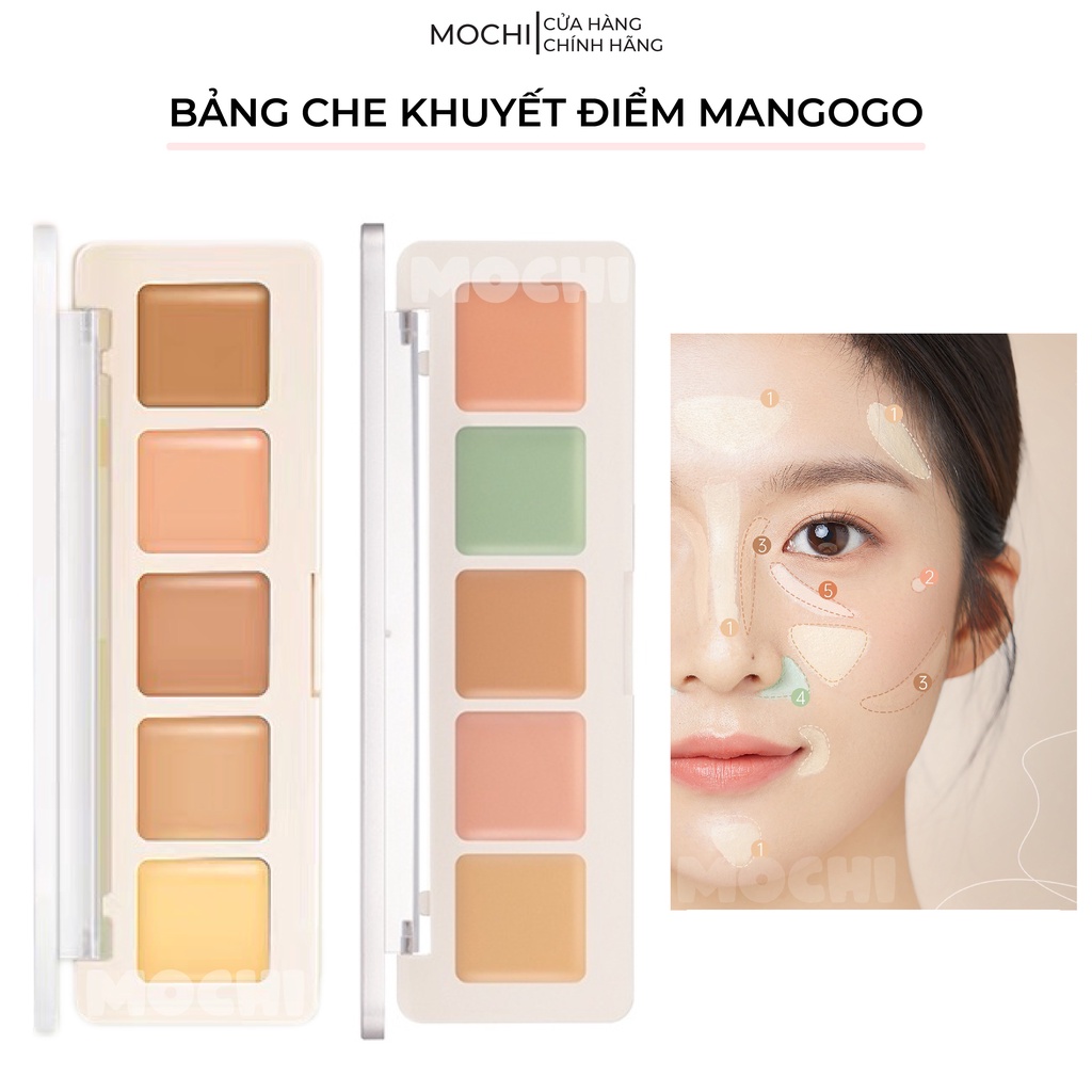 Bảng Kem Che Khuyết Điểm MANGOGO 5 Ô Màu Concealer Bảng Triệt Sắc Nội Địa Trung Trang Điểm MOCHI SHOP