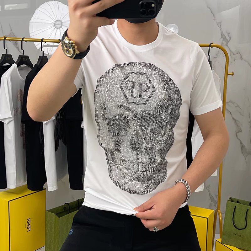 Áo Thun Nam Tay Ngắn In Hình Đầu Lâu Cá Tính