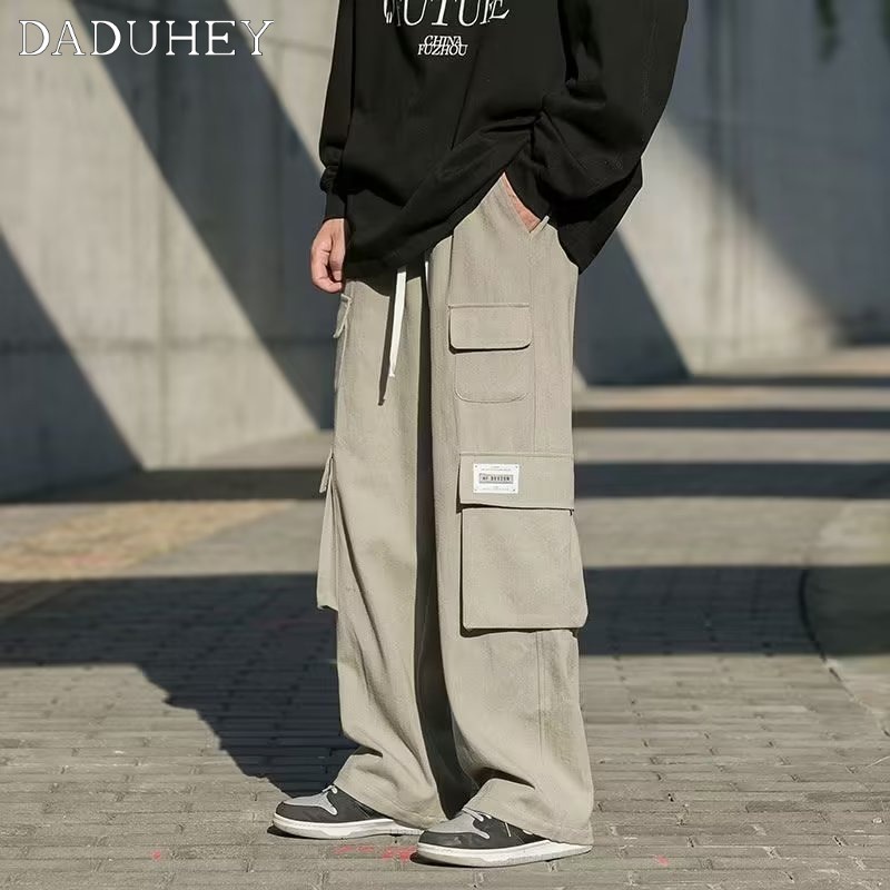 DaDuHey Men's 2022 New Ins Fashion Trendy Pants Straight Casual Pants American Retro High Street Overalls