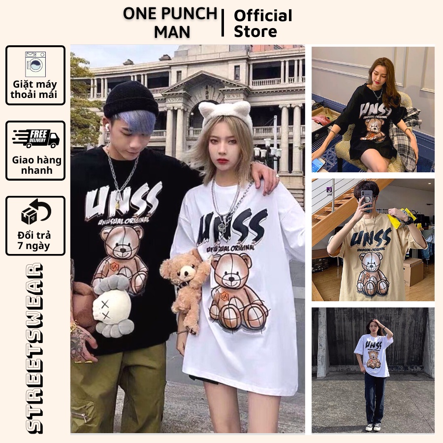 Áo thun tay lỡ OnePuchMan unisex form rộng GẤU UNSS phong cách hiện đại phù hợp nam nữ, cặp đôi