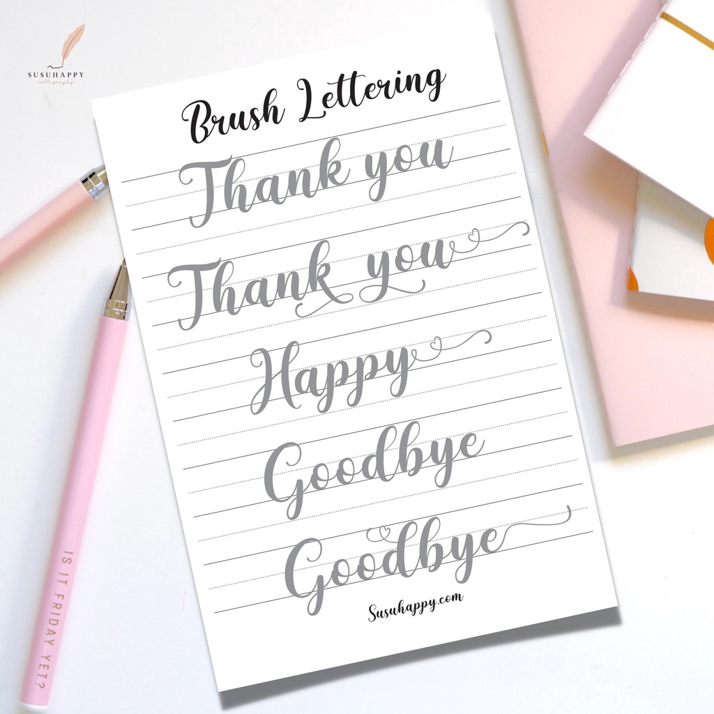 Workbook 4 Tuần Luyện Tập Brush Lettering, Worksheet Tập Viết Calligraphy Có Lộ Trình Hàng Ngày