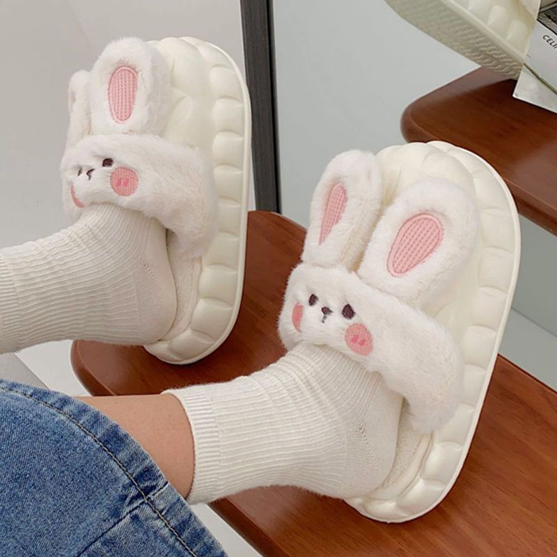 Dép Bông Đi Trong Nhà Hình Tai Thỏ Dễ Thương đi trong nhà mùa đông