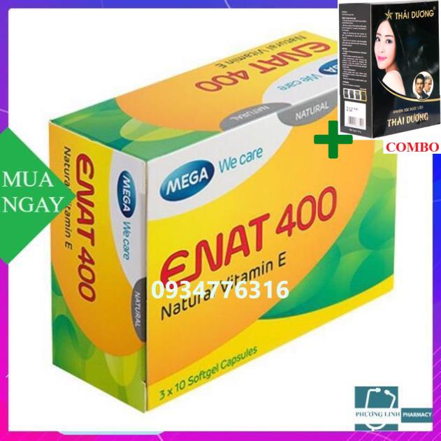 Combo Gội Là Đen Thái Dương+ E NAT 400 làm đẹp da , chống lão hoá....( hộp 30 viên)