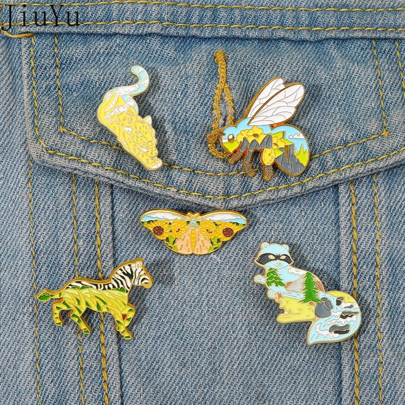 Bộ 5 Ghim Cài Áo Hình Động Vật Dễ Thương