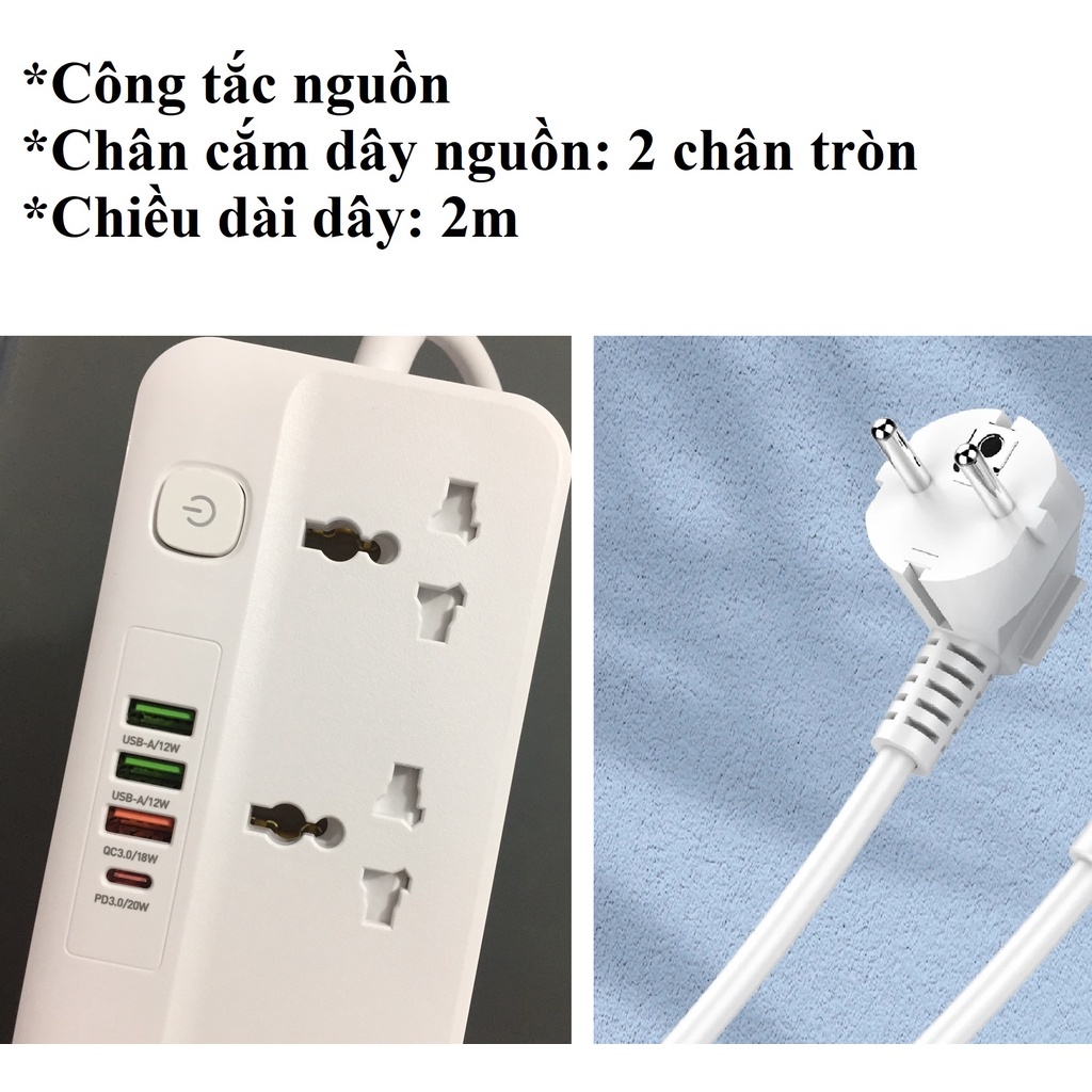 ổ cắm điện đa năng tích hợp sạc điện thoại 20W LDNIO SC5415