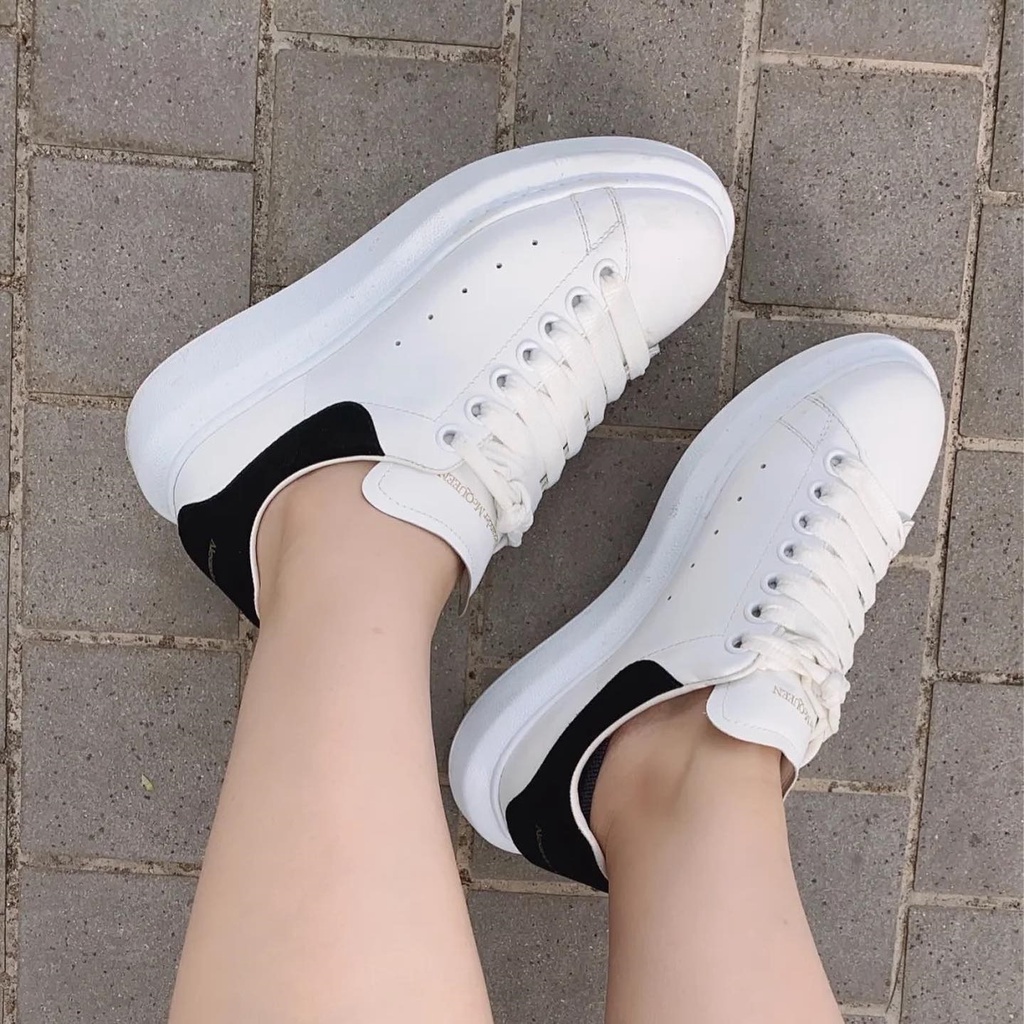 Giày Ulzzang Nam Nữ Hàn Quốc Độn Đế Đẹp Giá Rẻ Alexander MCQueen MCQ Cổ Thấp Trắng Gót Đen Tăng Chiều Cao G175 Alice