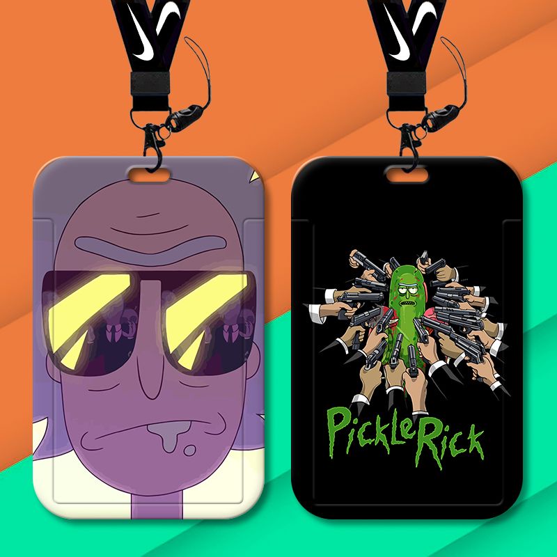 Ví Dài Đựng Thẻ ID / Thẻ ID In Hình Hoạt Hình Rick and Morty Có Dây Đeo Cổ Giá Đỡ
