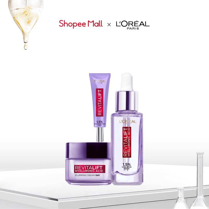 Bộ serum & kem dưỡng siêu cấp ẩm và giảm nếp nhăn Revitalift Pure Hyaluronic Acid L'Oreal Paris