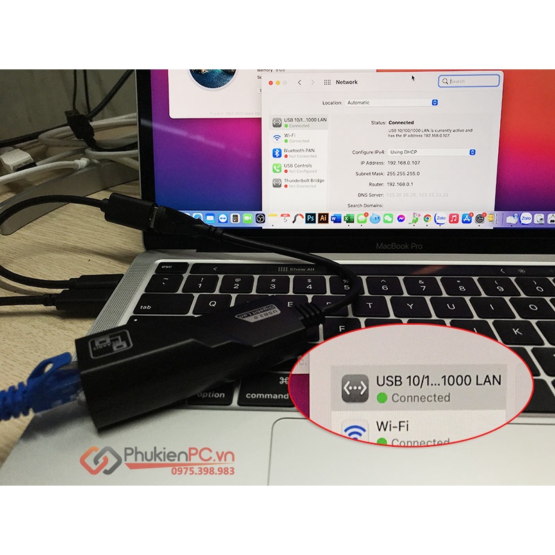 Cáp USB sang LAN - USB to LAN tự nhận driver