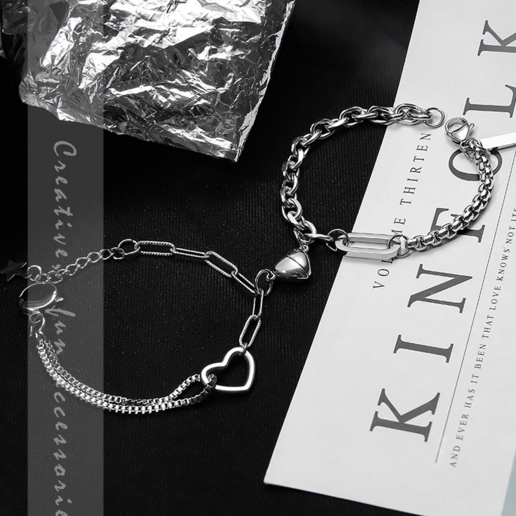 Vòng tay mạ bạc 925 Hút Nam Châm TOGETHER ý nghĩa dành cho cặp đôi nam nữ