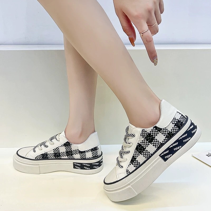 Giày thể thao nữ độn đế Thổ Cẩm nhiều màu Cao cấp