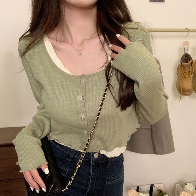 Porozi Áo không tay/ áo khoác cardigan dệt kim tay dài  thời trang Hàn Quốc cho nữ