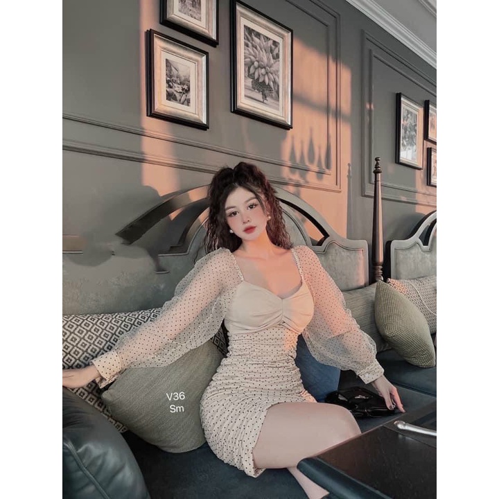 Đầm ôm body 2 dây tôn dáng, đầm tiểu thư đi chơi tiệc với thiết kế sexy có mút tôn dáng cực đẹp, chất vải lưới bi