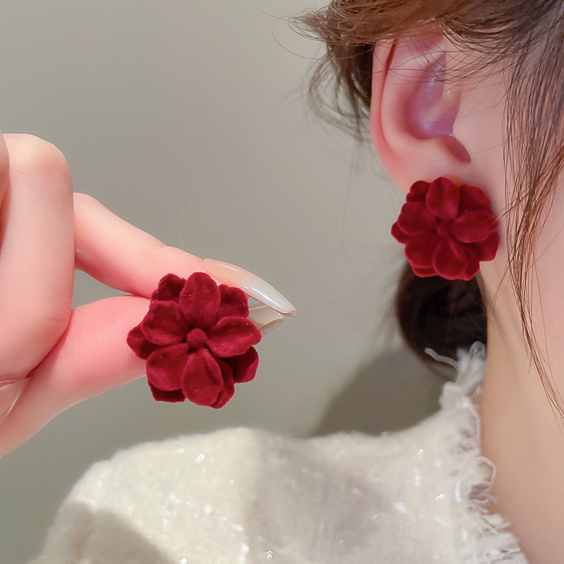Bông Tai Hình Hoa Đỏ Bằng Nhựa Resin Thời Trang Cho Nữ