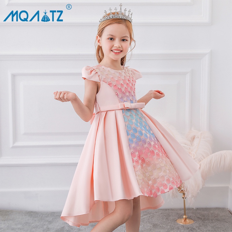 Mqatz trailing dress cô gái trẻ em váy cho bé gái quần áo trẻ em đầy màu sắc sinh nhật tiệc cưới váy công chúa 3-10 tuổi