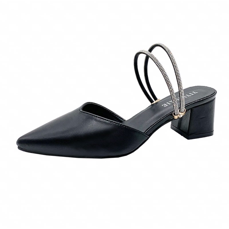 Giày cao gót Singclack bít mũi quai xoàn sang chảnh gót vuông mũi nhọn 3cm CG-0588, Rosa fashion