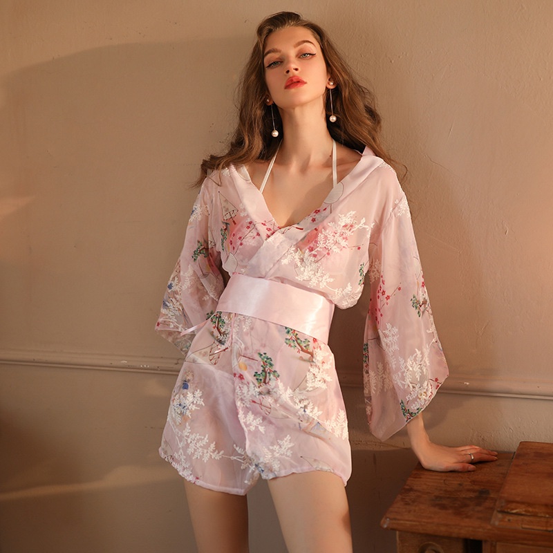 Bộ Đồ Ngủ Kimono Bằng Lụa Mát Thiết Kế Mới 2022 Quyến Rũ Cho