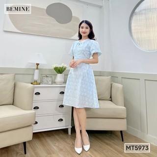 Đầm nơ ngực tay lồng đèn BEMINE MT5973