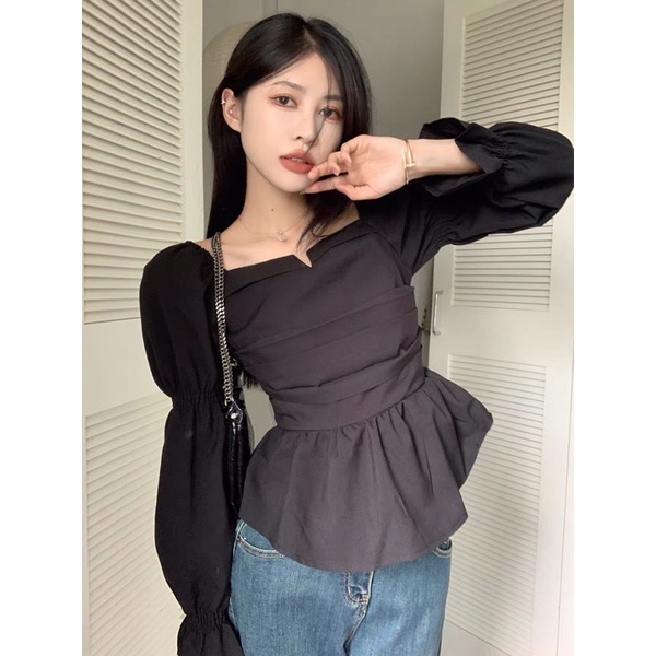 SỈ ÁO SƠ MI XẾP LY TAY CHUN 2 MÀU CHO NỮ Q1708