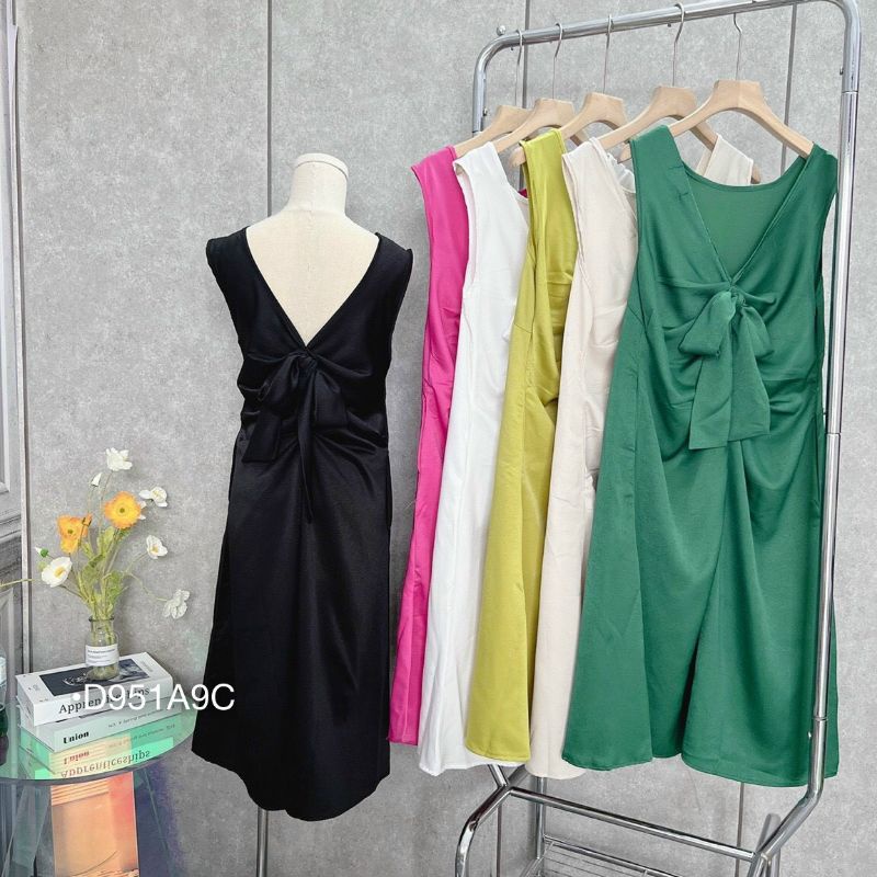 Đầm Nơ Lưng Form Suông Váy Bầu Maxi Lụa Đi Biển Dáng Suông Có Túi Sườn Nhiều Màu