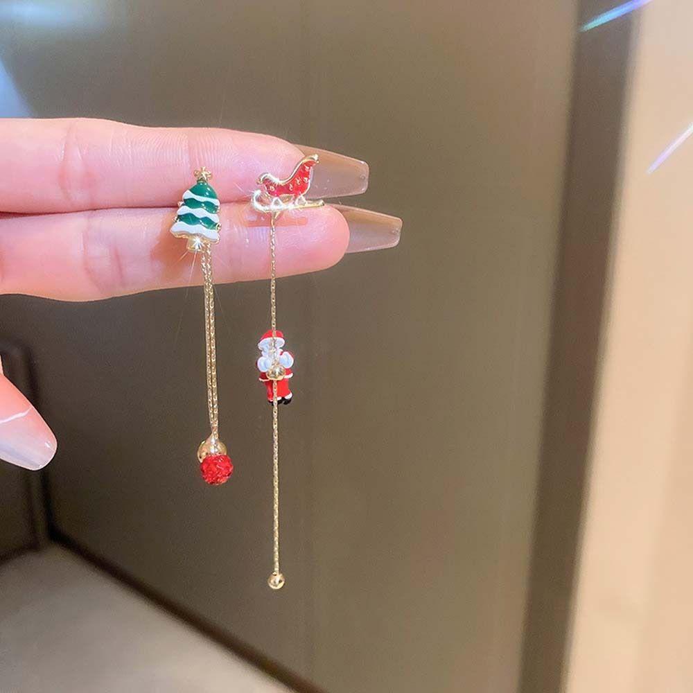 Khuyên Tai Hình Cây Thông Giáng Sinh Thời Trang|Khuyên Tai Dáng Dài Phong Cách Giáng Sinh