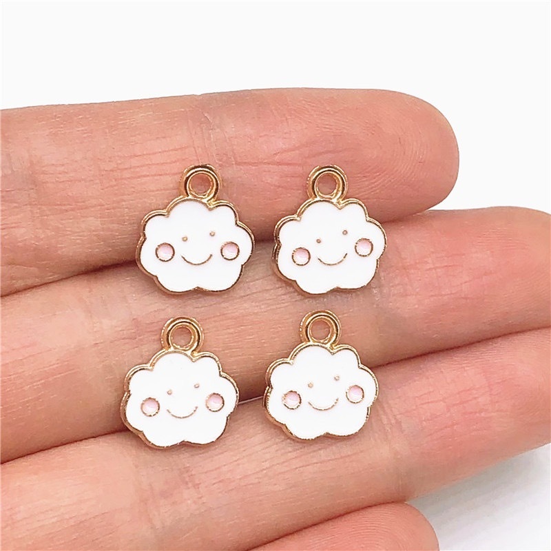 Bộ 4 Mặt Vòng cổ Hình Đám Mây Mặt Cười Tráng Men Bằng Hợp Kim Dùng Làm Trang Sức DIY