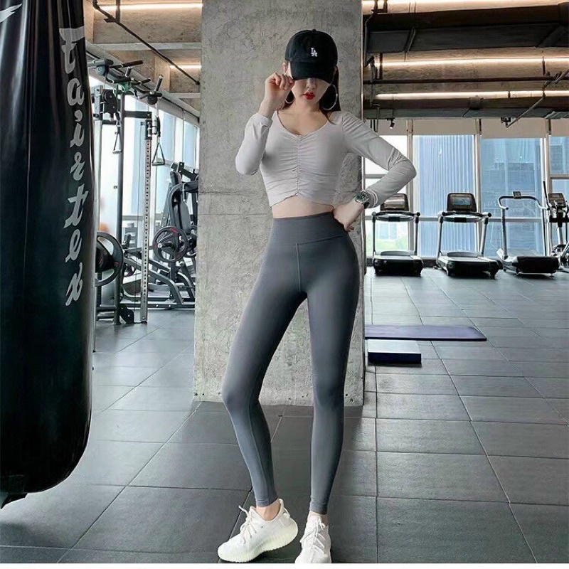 Áo Tập Gym Croptop Dài Tay Nữ Tập Yoga Thể Thao Mặc Tôn Dáng Vải Cao Cấp, Co Giãn 4 Chiều