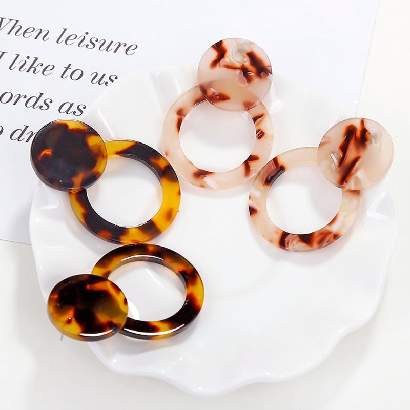 Bông Tai Bằng Acrylic Họa Tiết Da Báo Phong Cách Bohemian Thời Trang