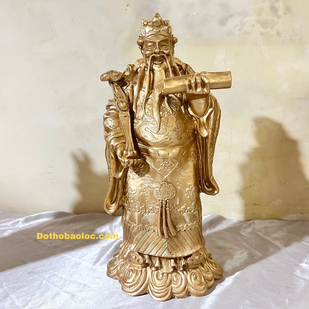 Tượng Phúc Lộc Thọ bằng bột đá màu đồng cầu bình an tài lộc cao 35cm